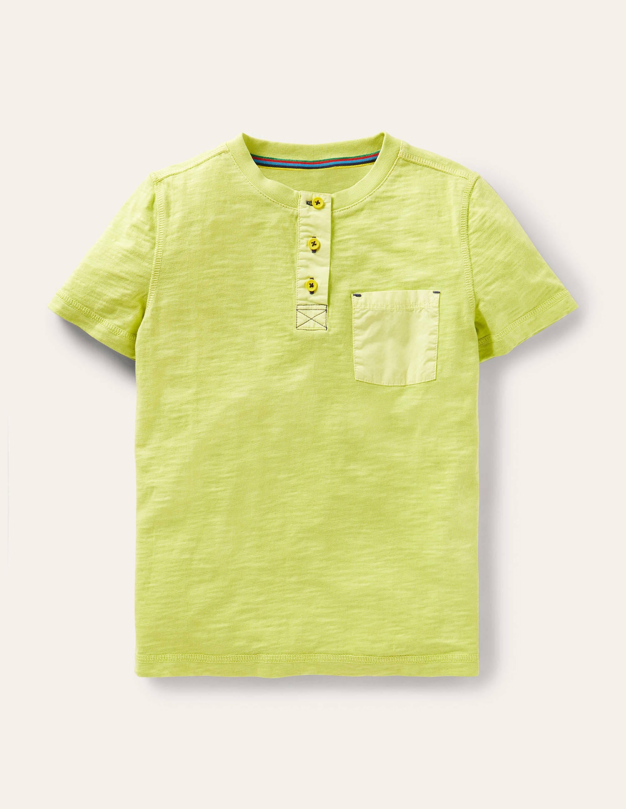 Garment Dye Henley T-shirt-Maximillion Yellow - Image 1