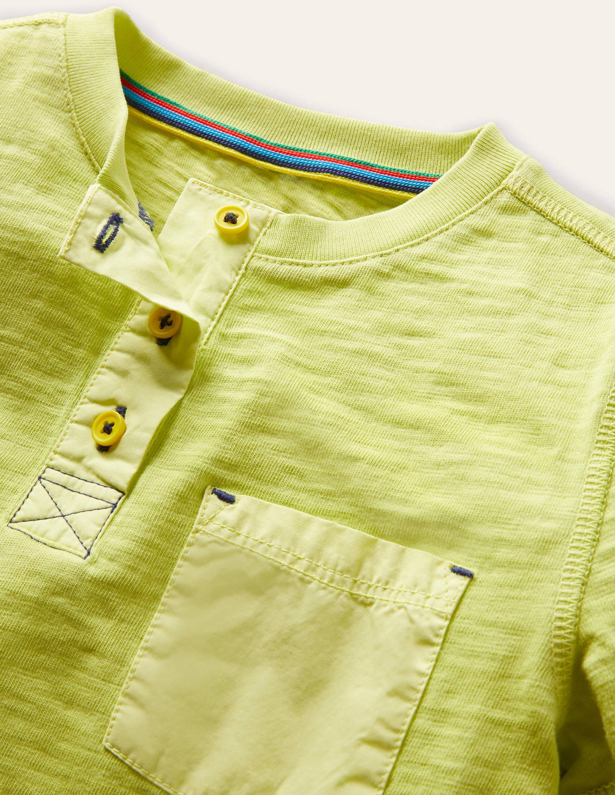 Garment Dye Henley T-shirt-Maximillion Yellow - Image 3