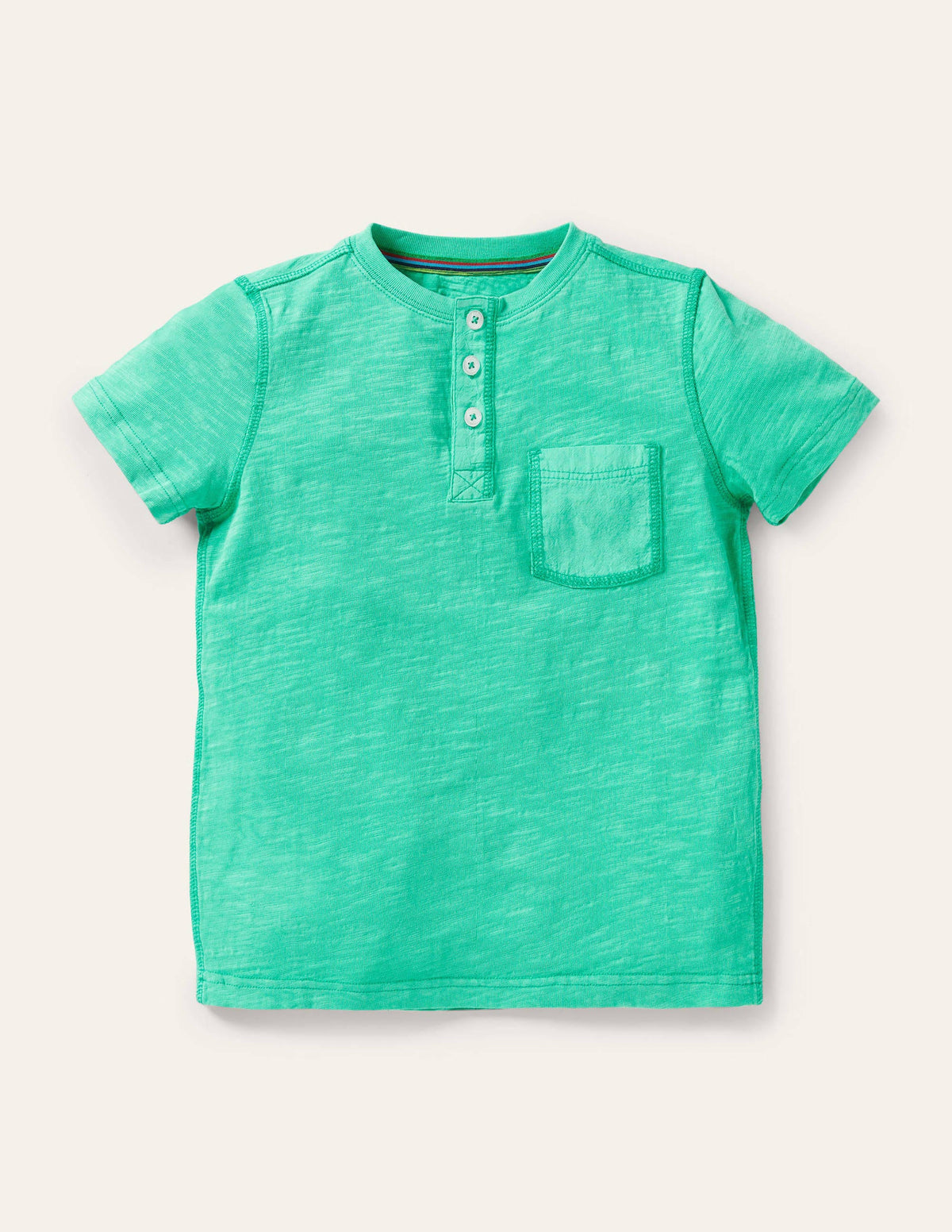 Stückgefärbtes Henley-T-Shirt-Tropisches Grün-1