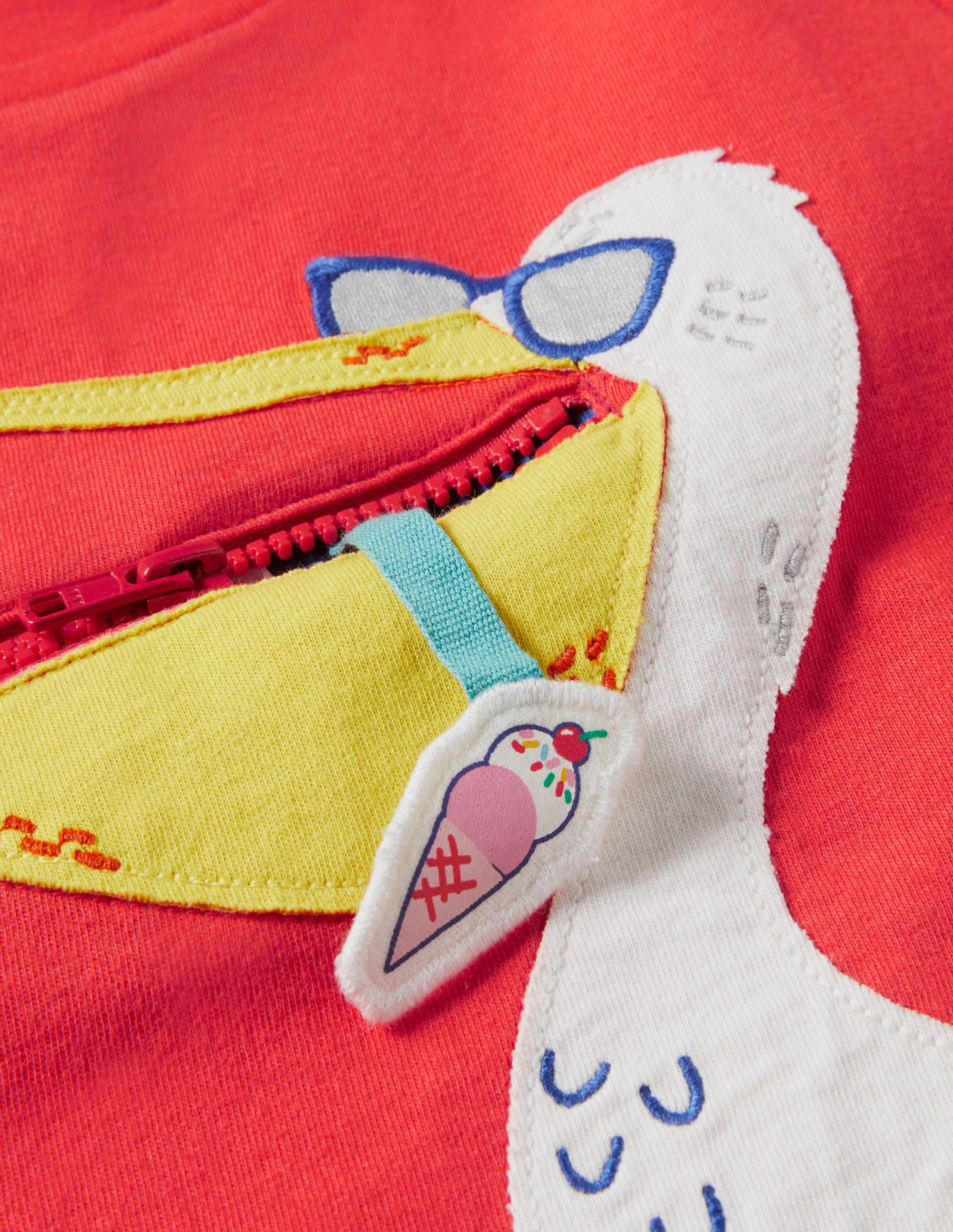 T-Shirt mit tierischem Aufklappmotiv-Erdbeerkuchenrot, Pelikan - Image 3