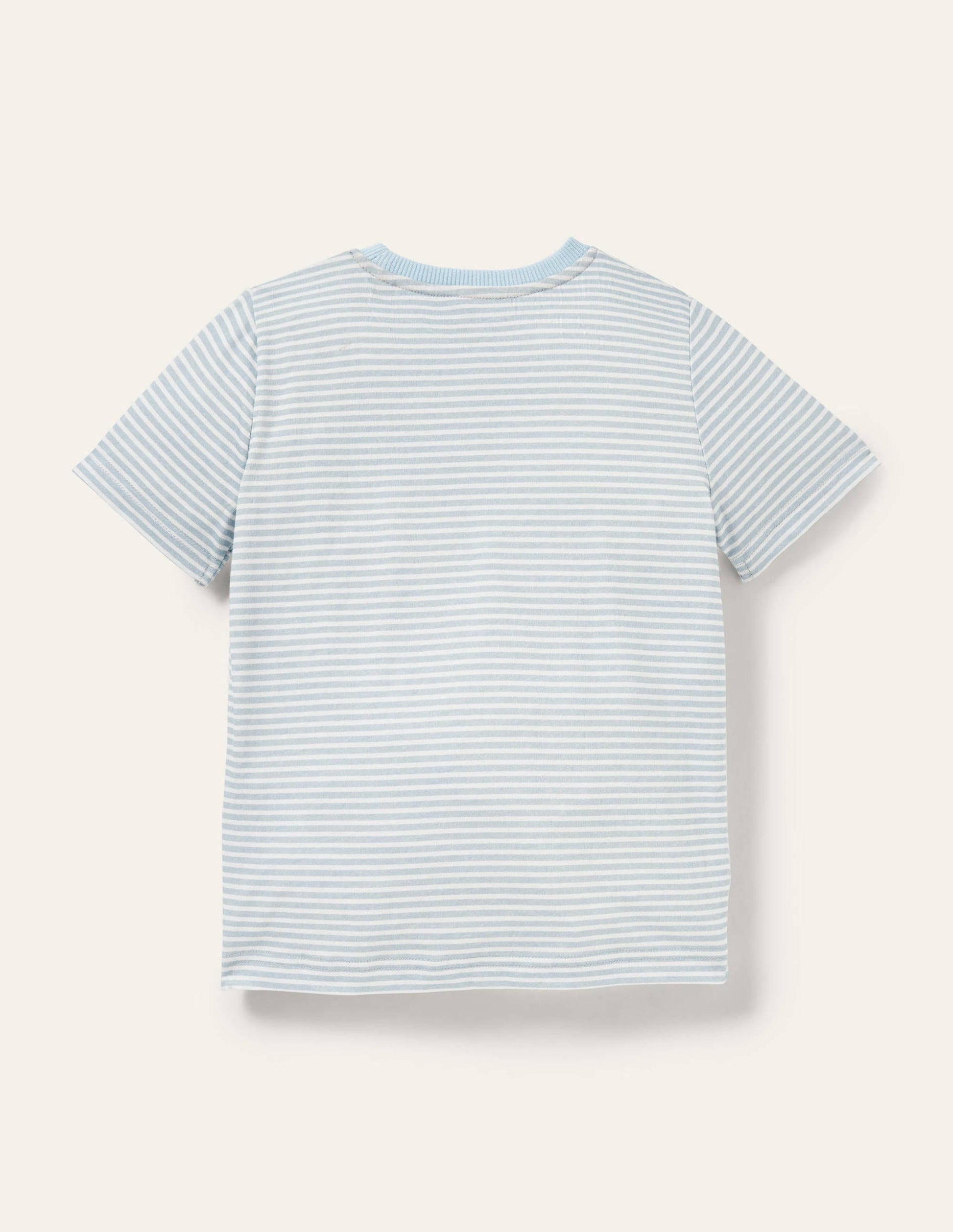 T-shirt rayé à appliqué animal-Hippopotame bleu littoral-2