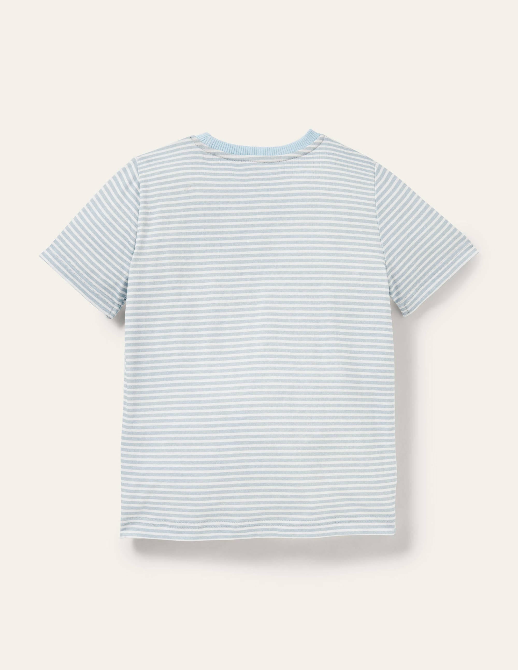 T-shirt rayé à appliqué animal-Hippopotame bleu littoral - Image 2