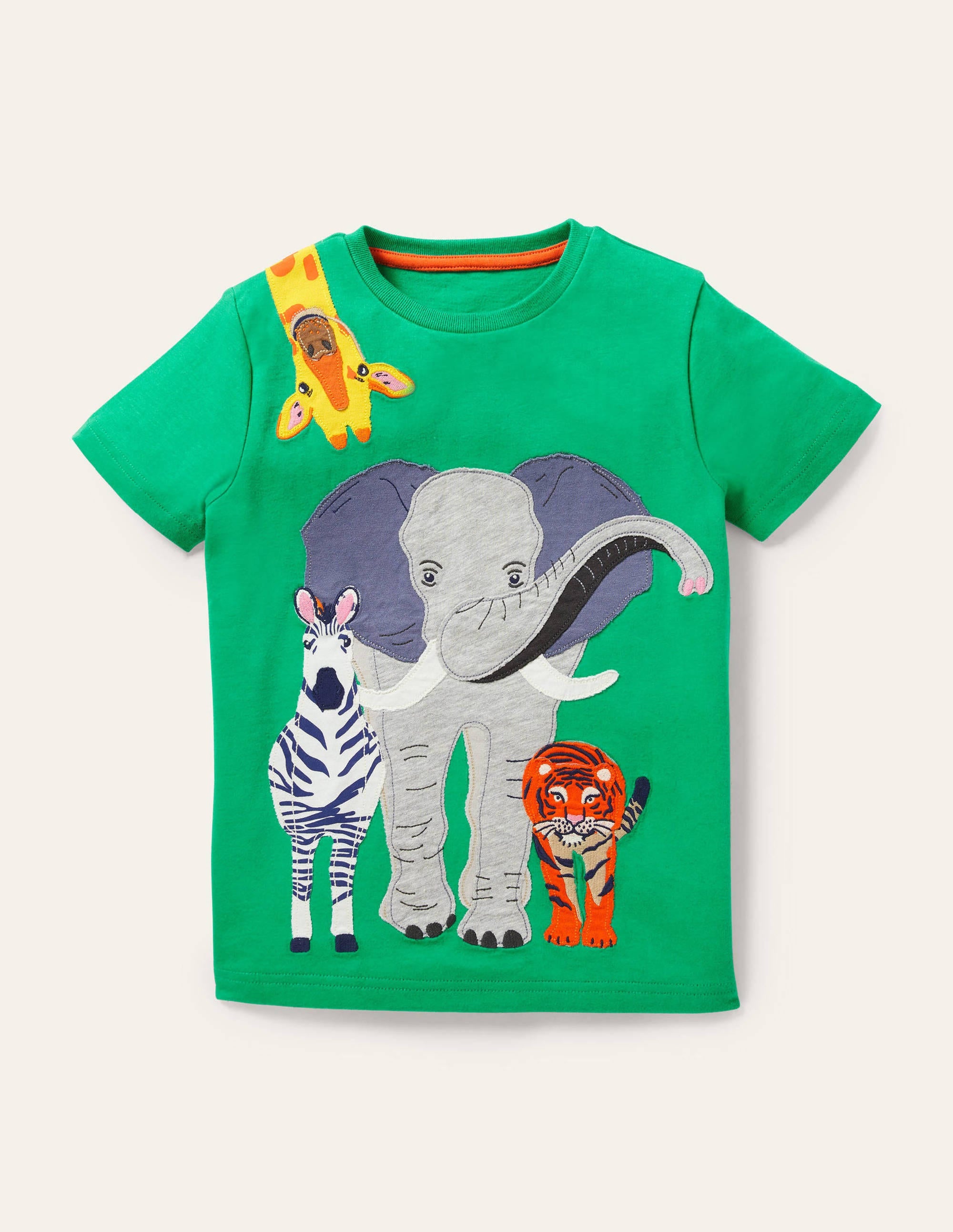 T-shirt à appliqué recto verso-Animaux de safari poivron vert - Image 1