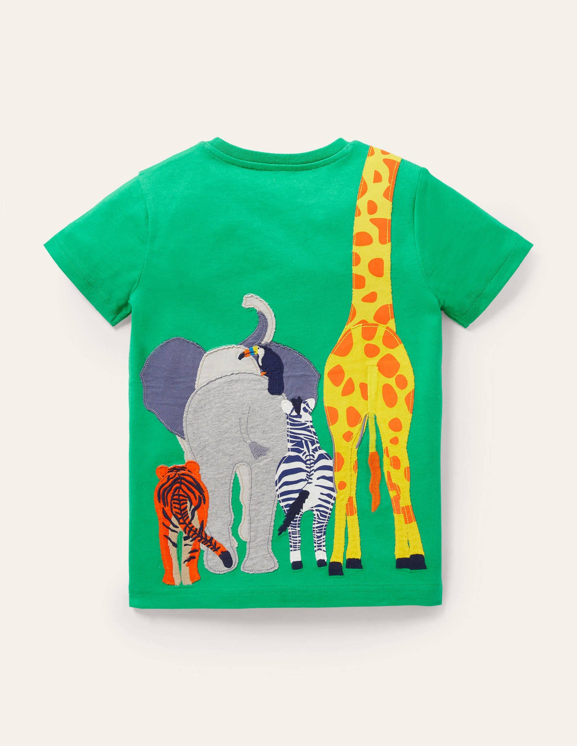 T-shirt à appliqué recto verso-Animaux de safari poivron vert-2
