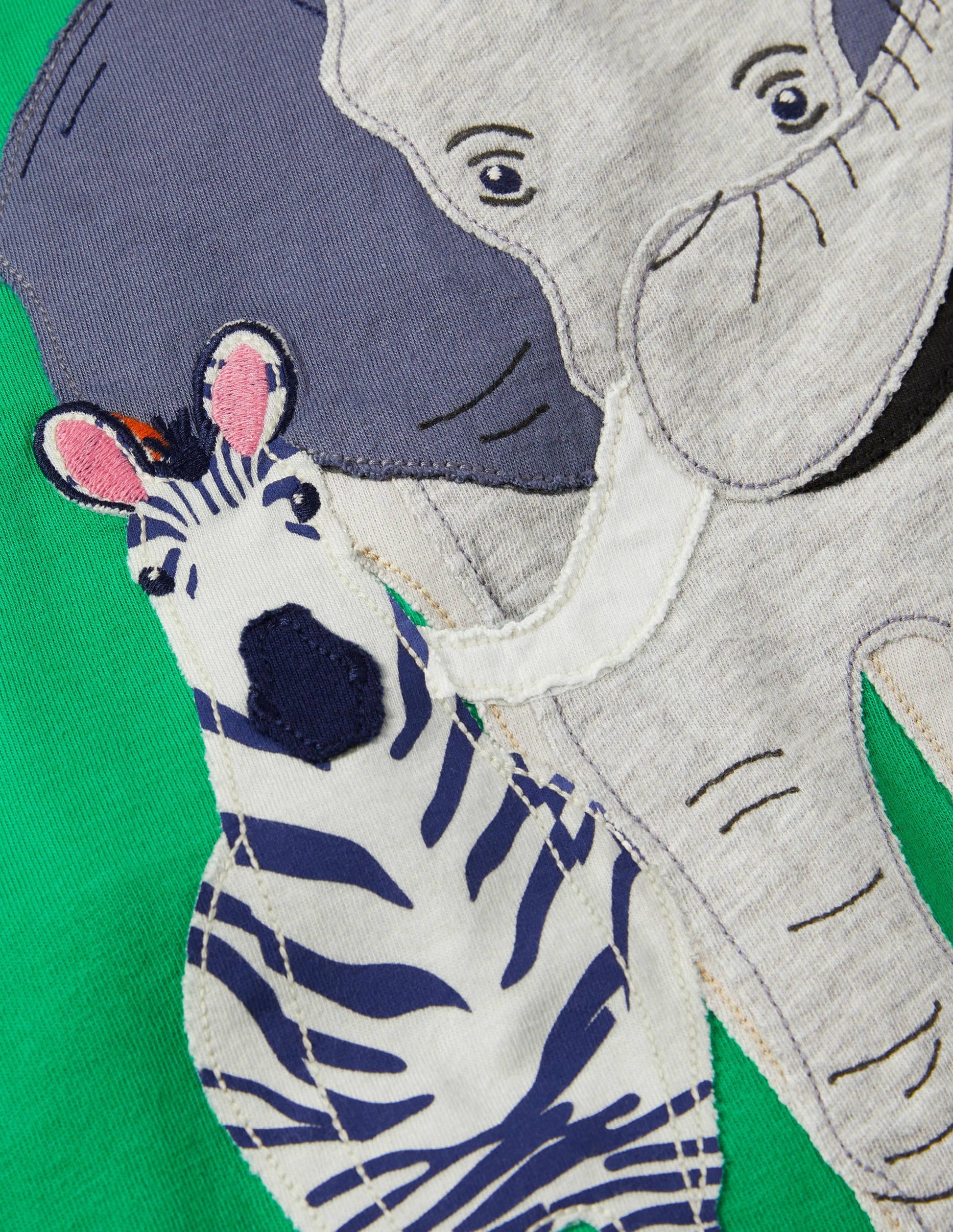 T-shirt à appliqué recto verso-Animaux de safari poivron vert-3