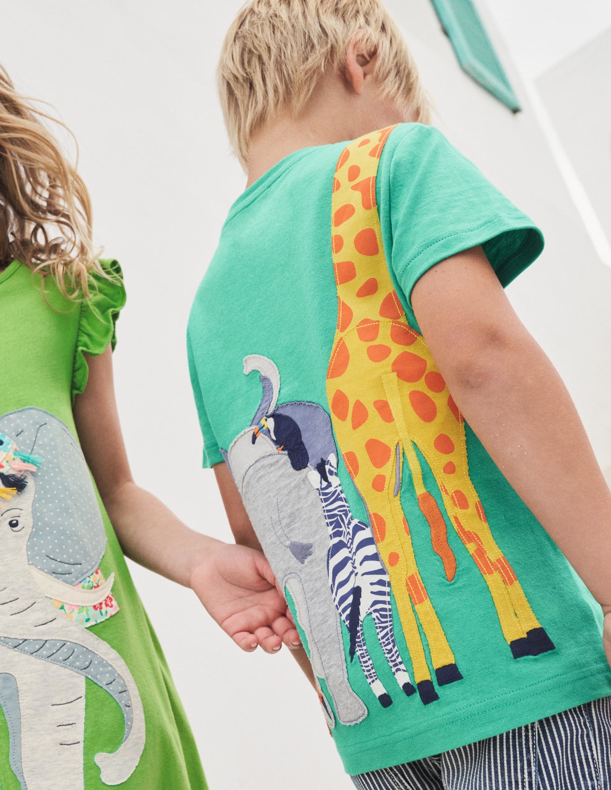 T-shirt à appliqué recto verso-Animaux de safari poivron vert - Image 4