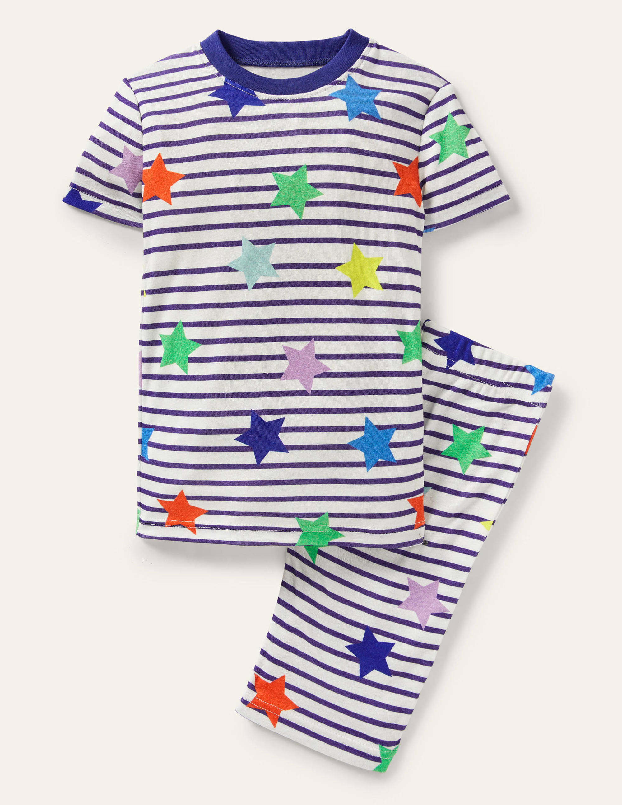 Single Short John Pyjamas-Multi Star Stripe - Image 1
