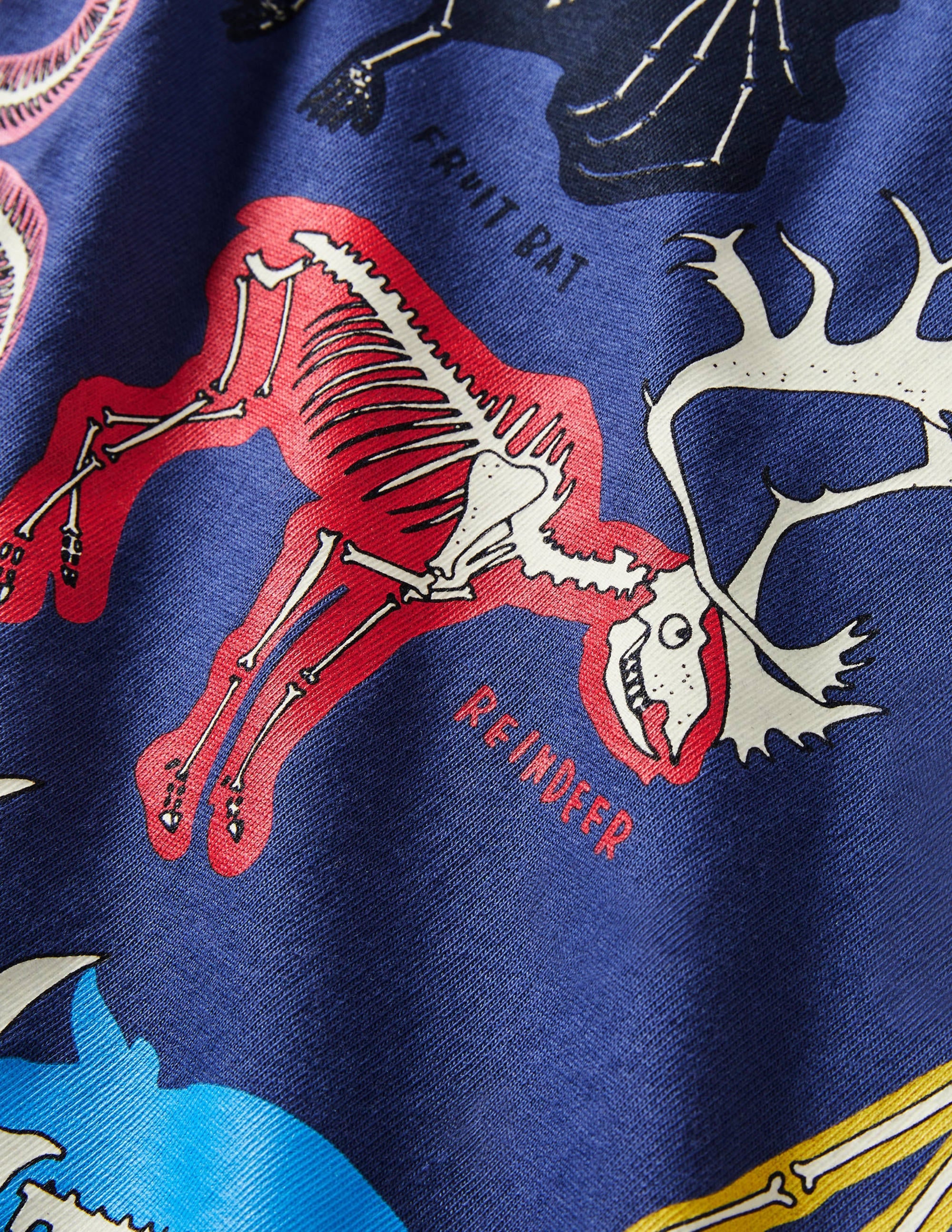 Im Dunkeln leuchtendes T-Shirt-Segelblau, Lustige Skelette - Image 3