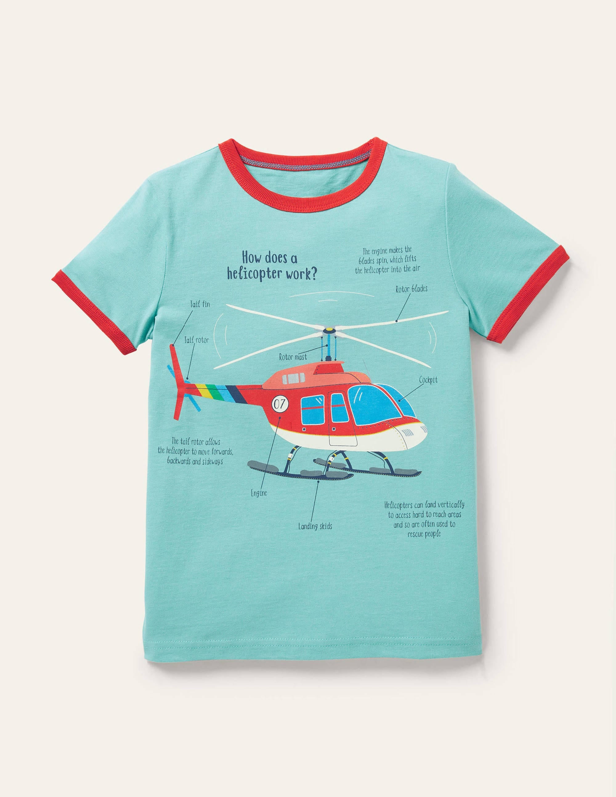 T-Shirt mit Bündchen und spannenden Fakten-Küstenblau, Helikopter - Image 1