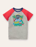 T-Shirt mit Blockfarben und Logo-Grau Meliert, Surf