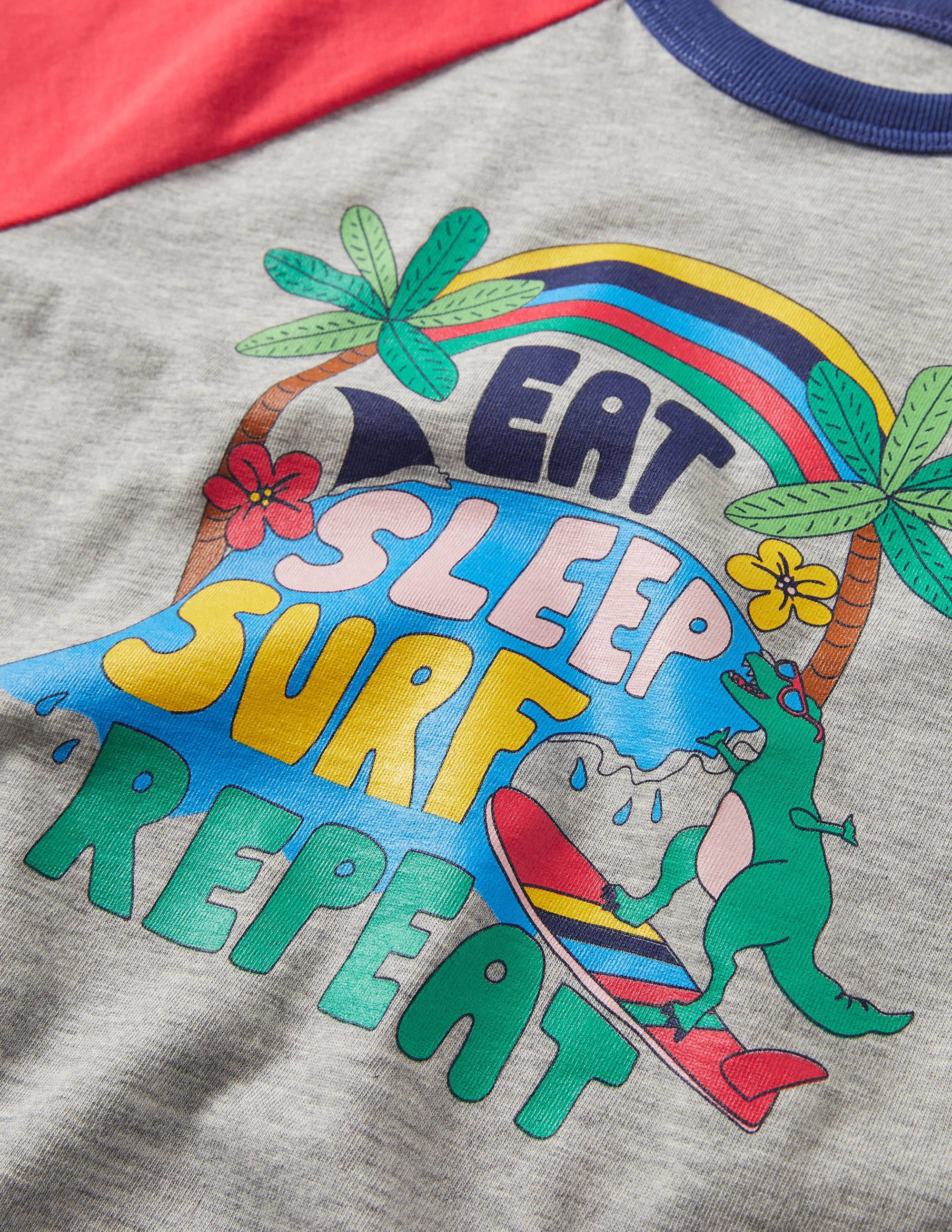 T-Shirt mit Blockfarben und Logo-Grau Meliert, Surf - Image 3