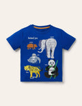 Educational Flap T-shirt-Brilliant Blue Animals
