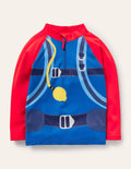 Haut de plage fantaisie-Plongeur turquoise rouge