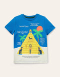 Printed History T-shirt-Bright Blue Marina Pyramid