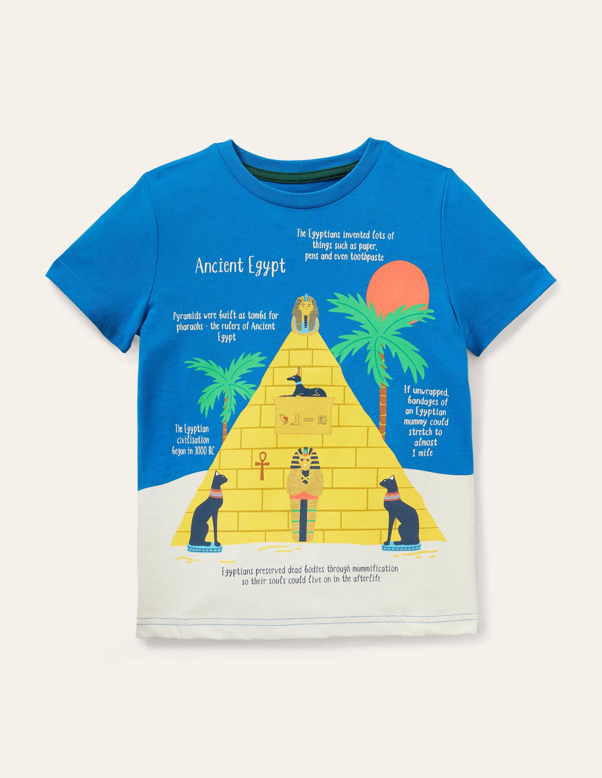 Printed History T-shirt-Bright Blue Marina Pyramid-1