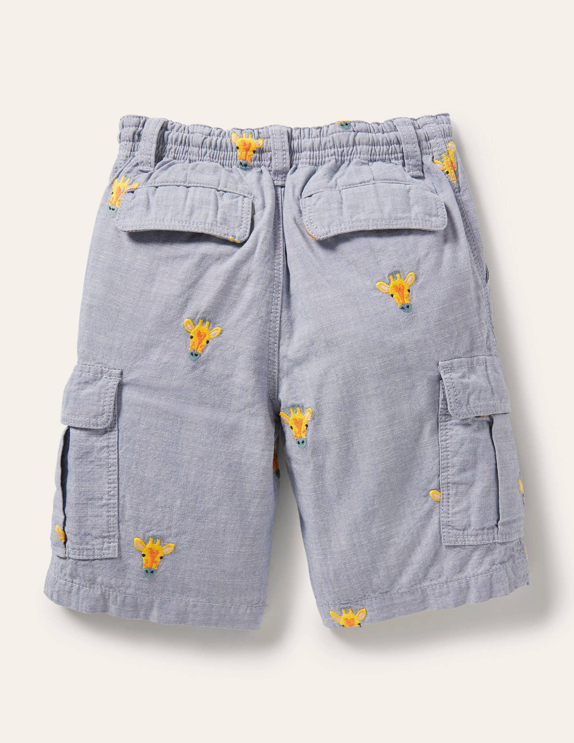 Cargo Shorts-Chambray Giraffe Embroidery-2