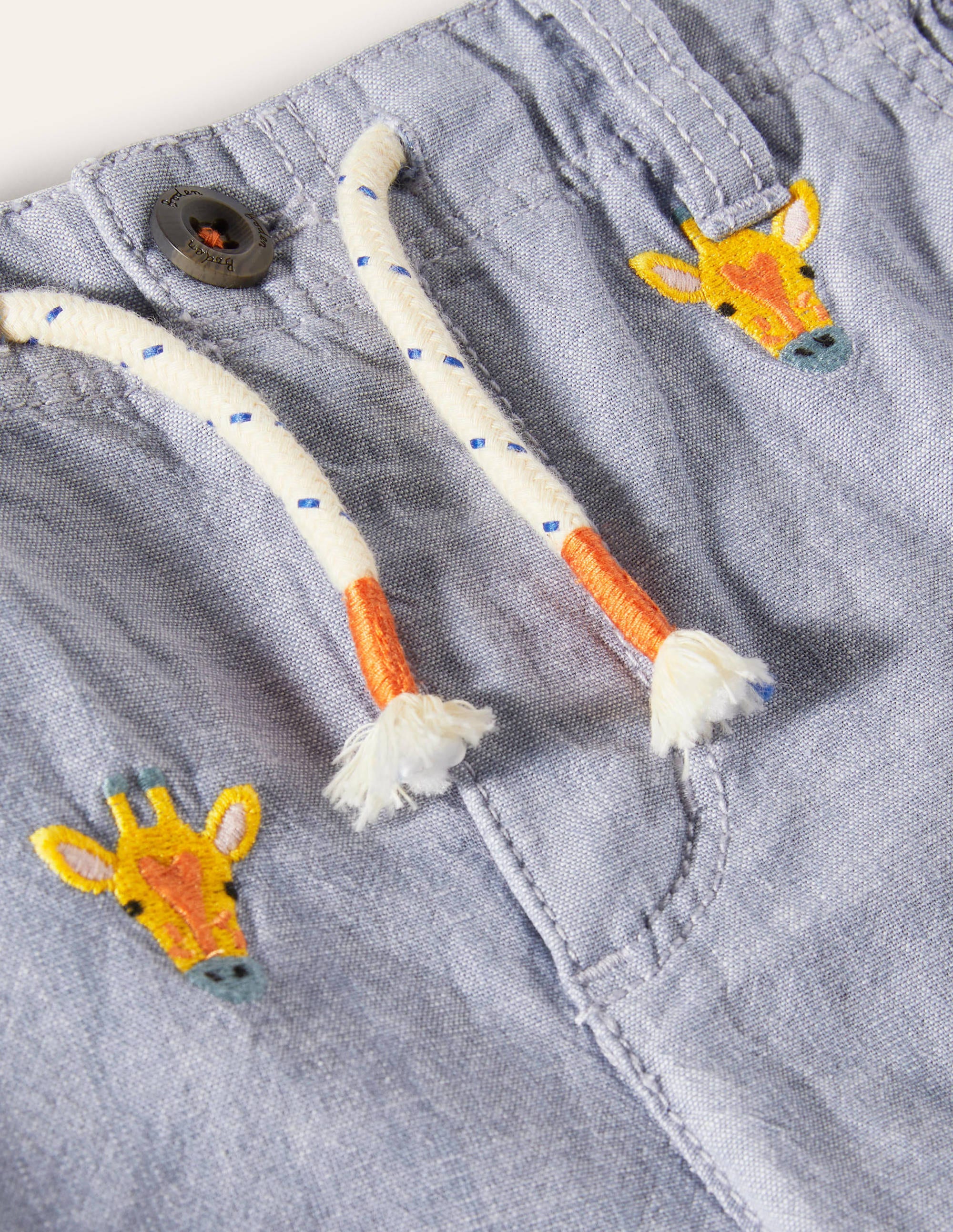 Cargo Shorts-Chambray Giraffe Embroidery - Image 3