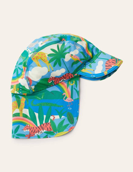 Sun-safe Swim Hat-Georgian Blue Rainbow Jungle