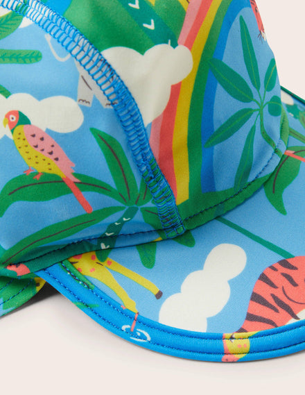Sun-safe Swim Hat-Georgian Blue Rainbow Jungle