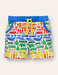 Jerseyshorts-Naturweiß, Regenbogen/Road-Trip-Motiv