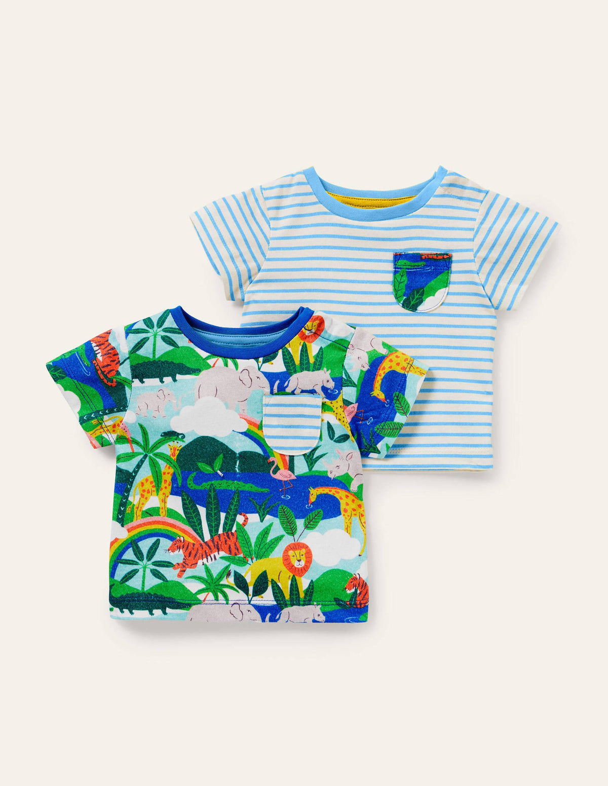 T-Shirts im 2er-Pack-Bunt, Regenbogen/Dschungel - Image 1