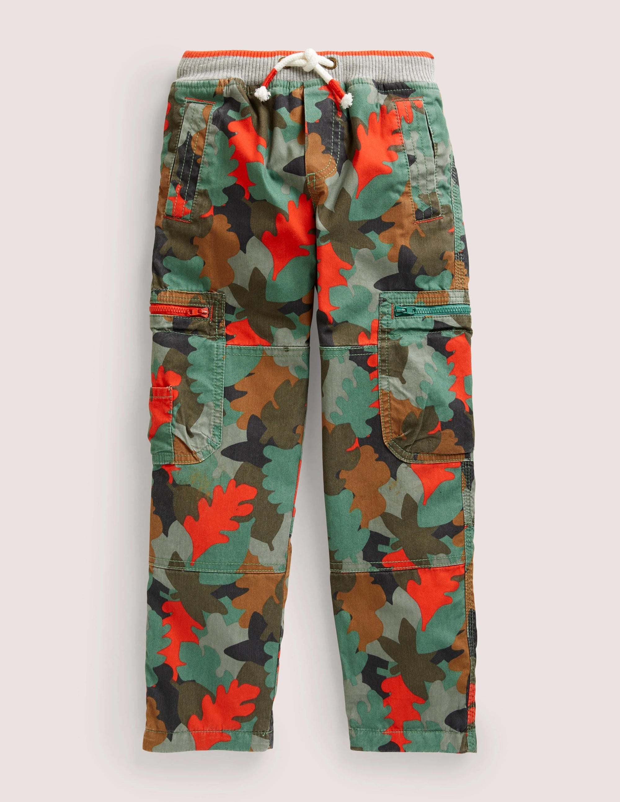 Cosy Lined Cargo Trousers-Rosemary Autumn Leaf Camo - Image 1