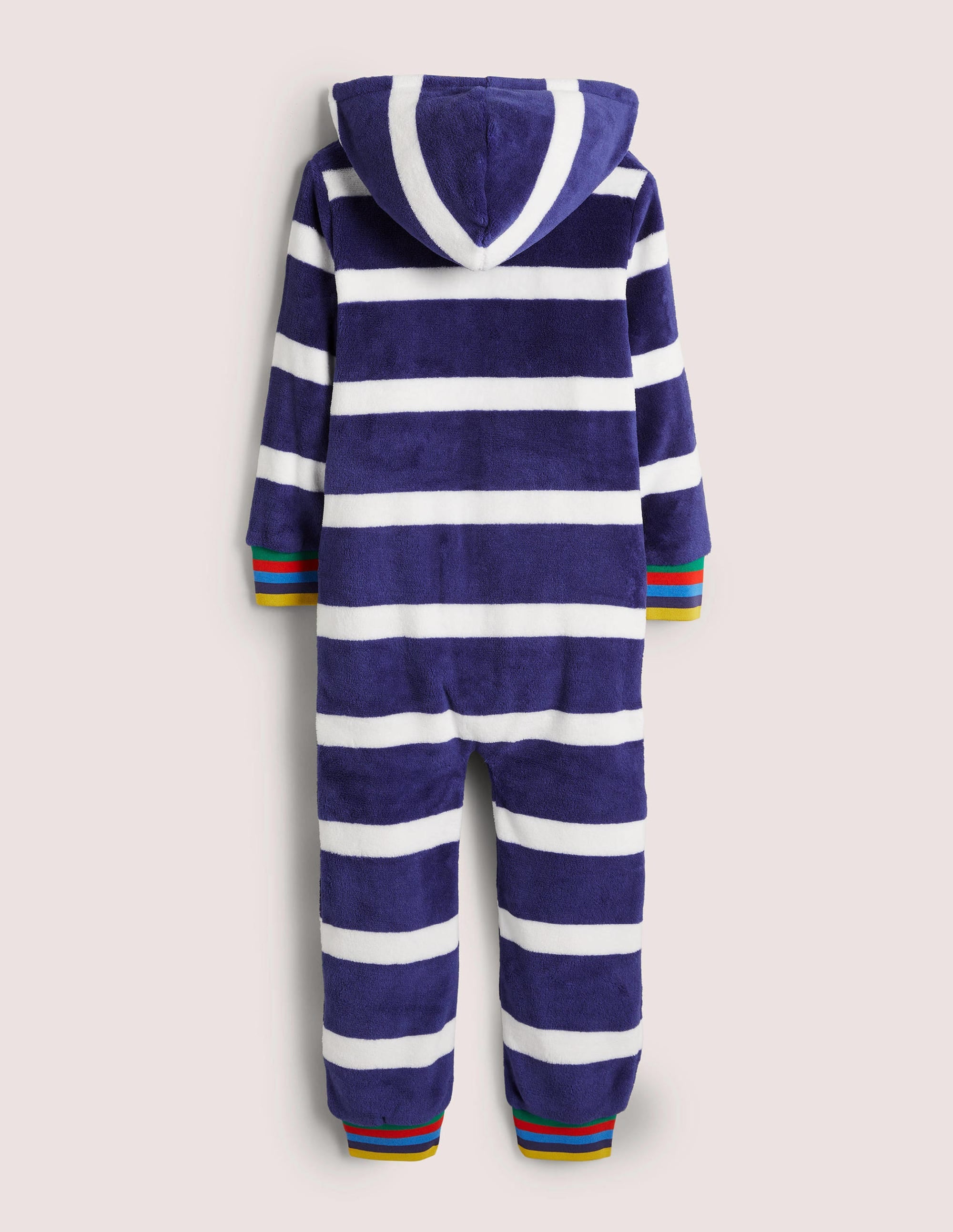 Cosy Fleece All-In-One-College Navy/Ivory Rainbow - Image 2