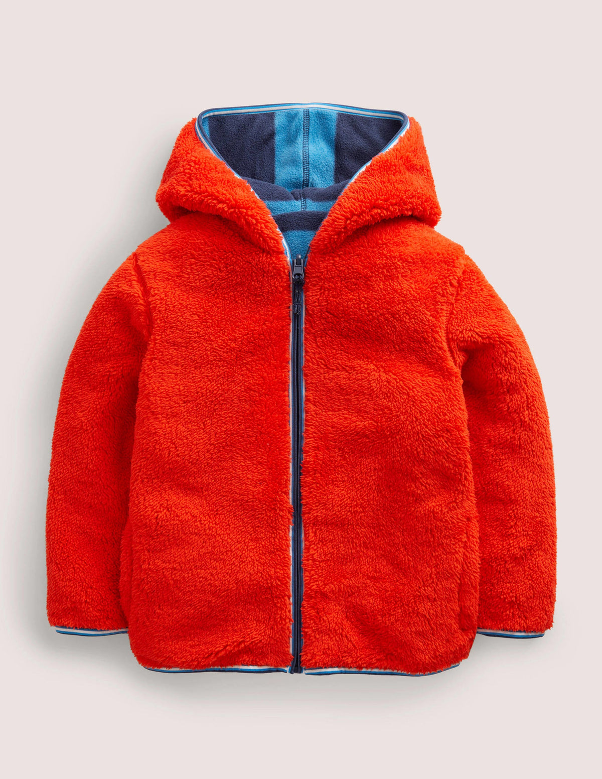 Cosy Reversible Zip-up Hoodie-Rocket Red/ Morroccan Blue-4
