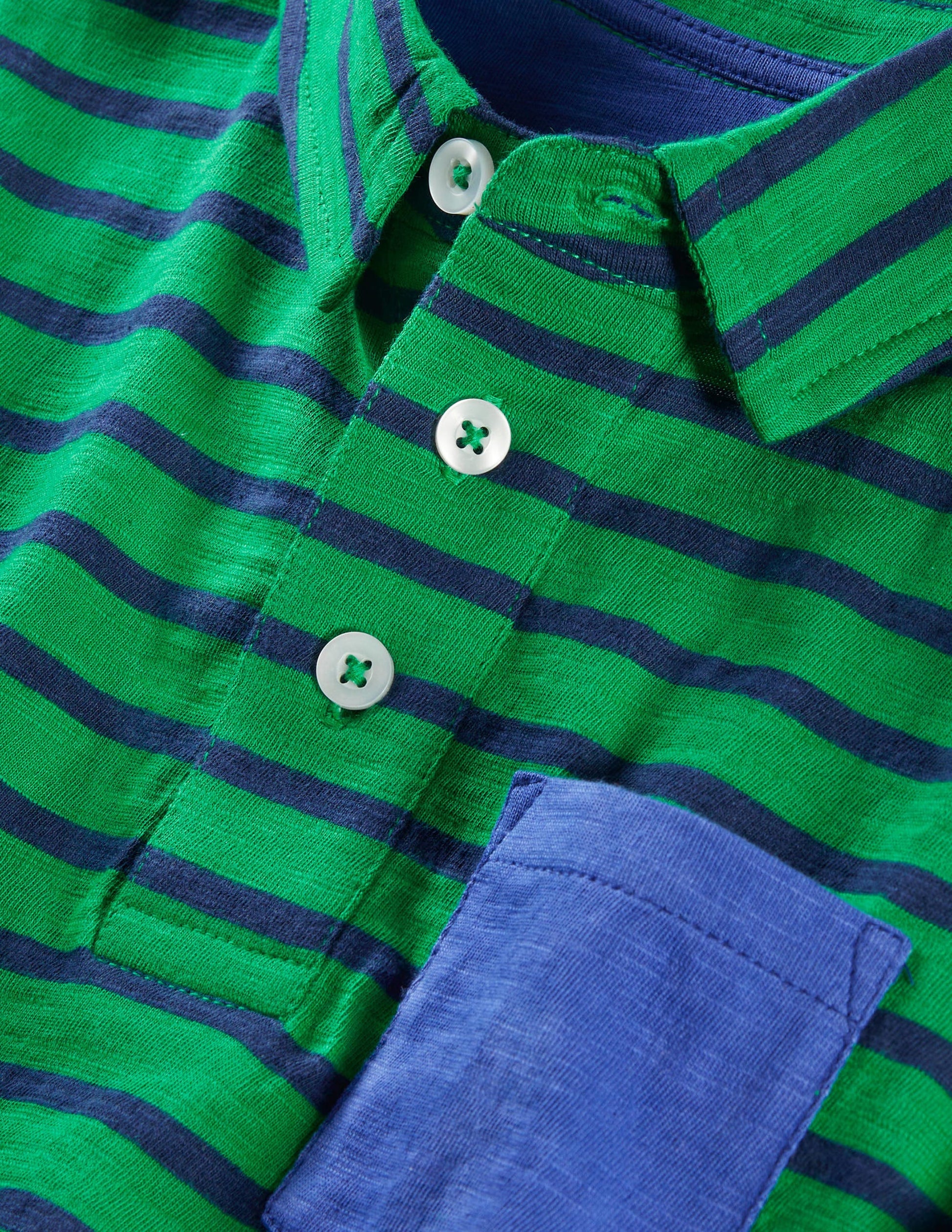 Superweiches Poloshirt-Segelblau/Grün-3