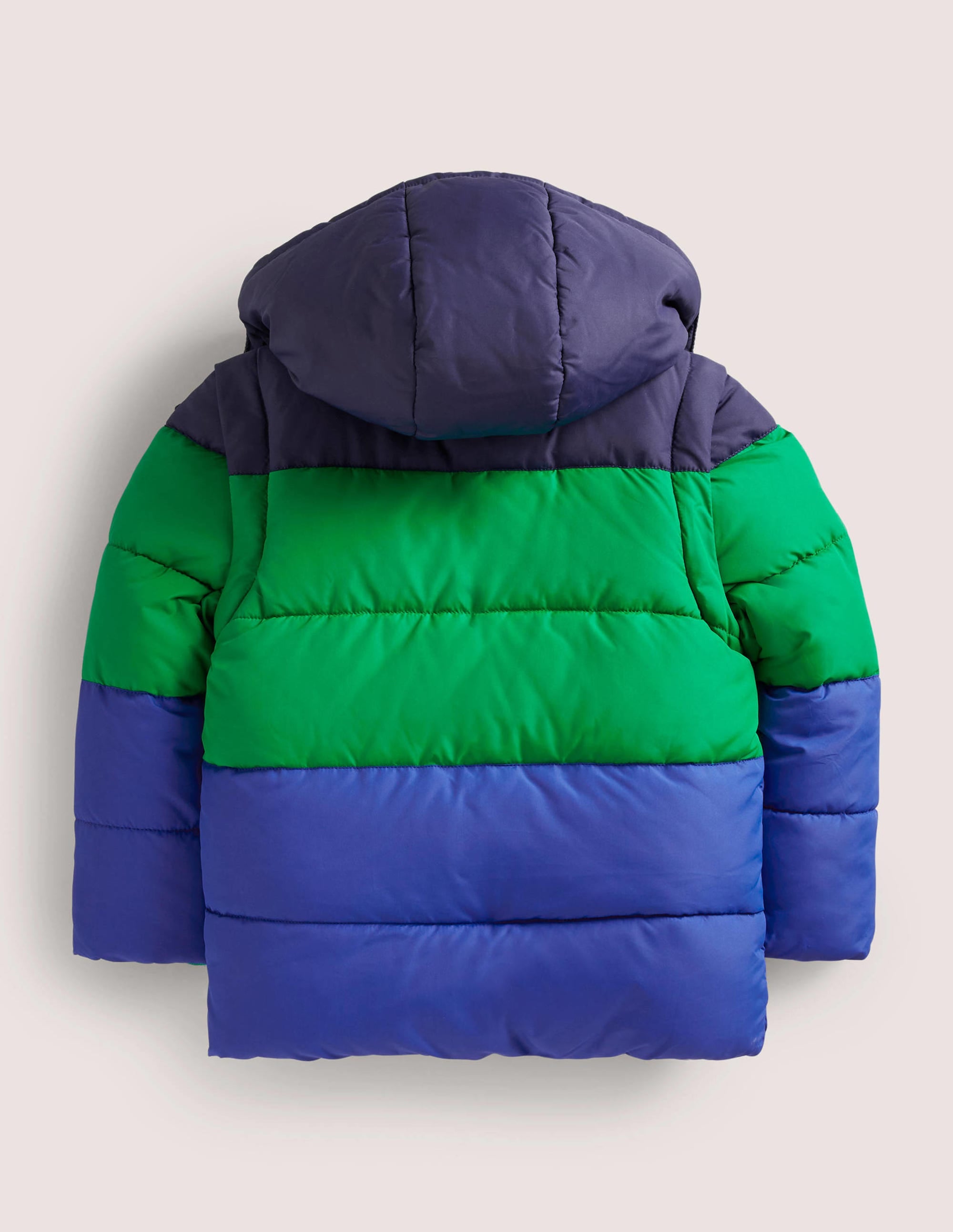 Colourblock 2-in-1 Puffer Jacket-Schuluniform-Navy/Grün, Blockfarben - Image 2