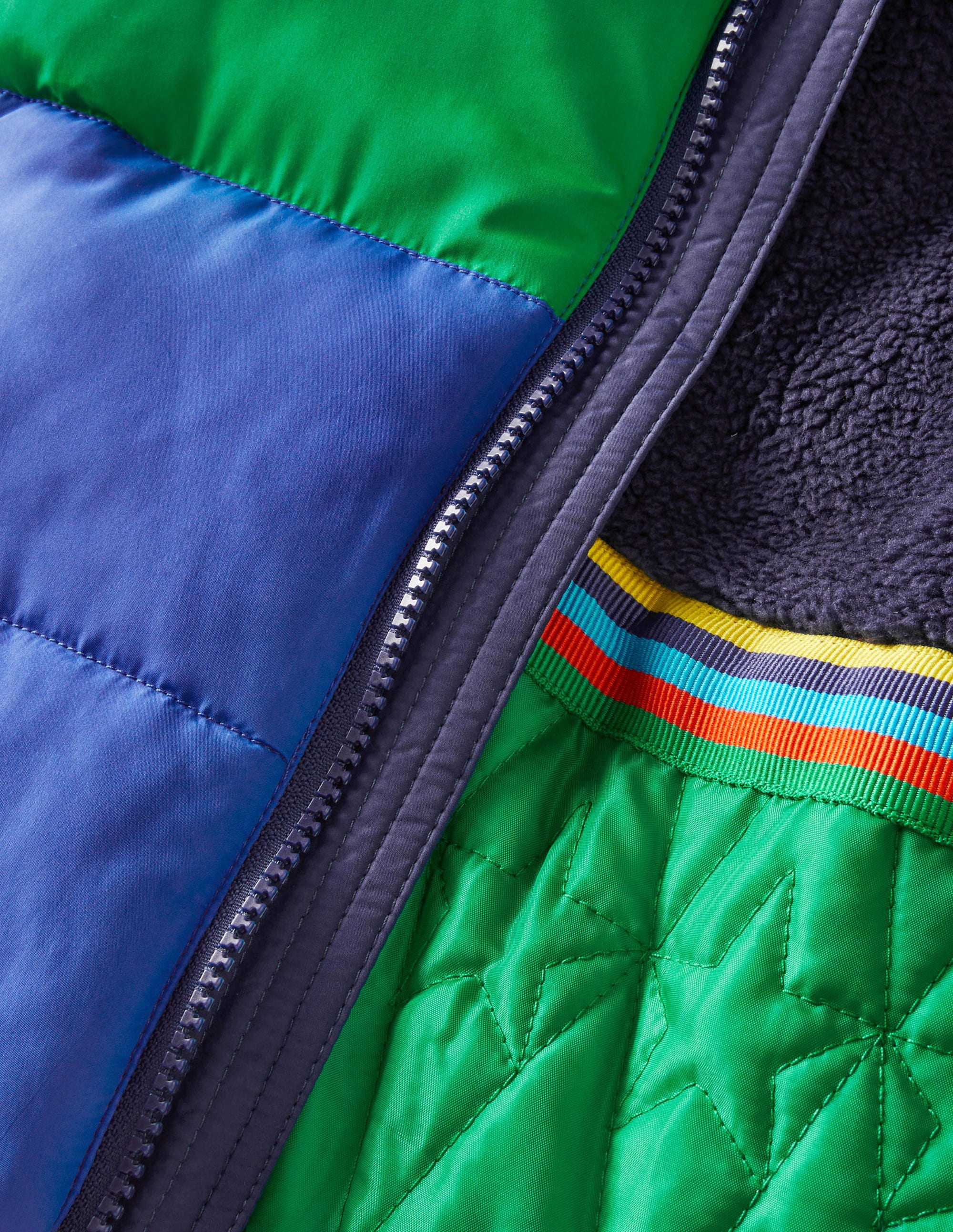 Colourblock 2-in-1 Puffer Jacket-Schuluniform-Navy/Grün, Blockfarben - Image 3