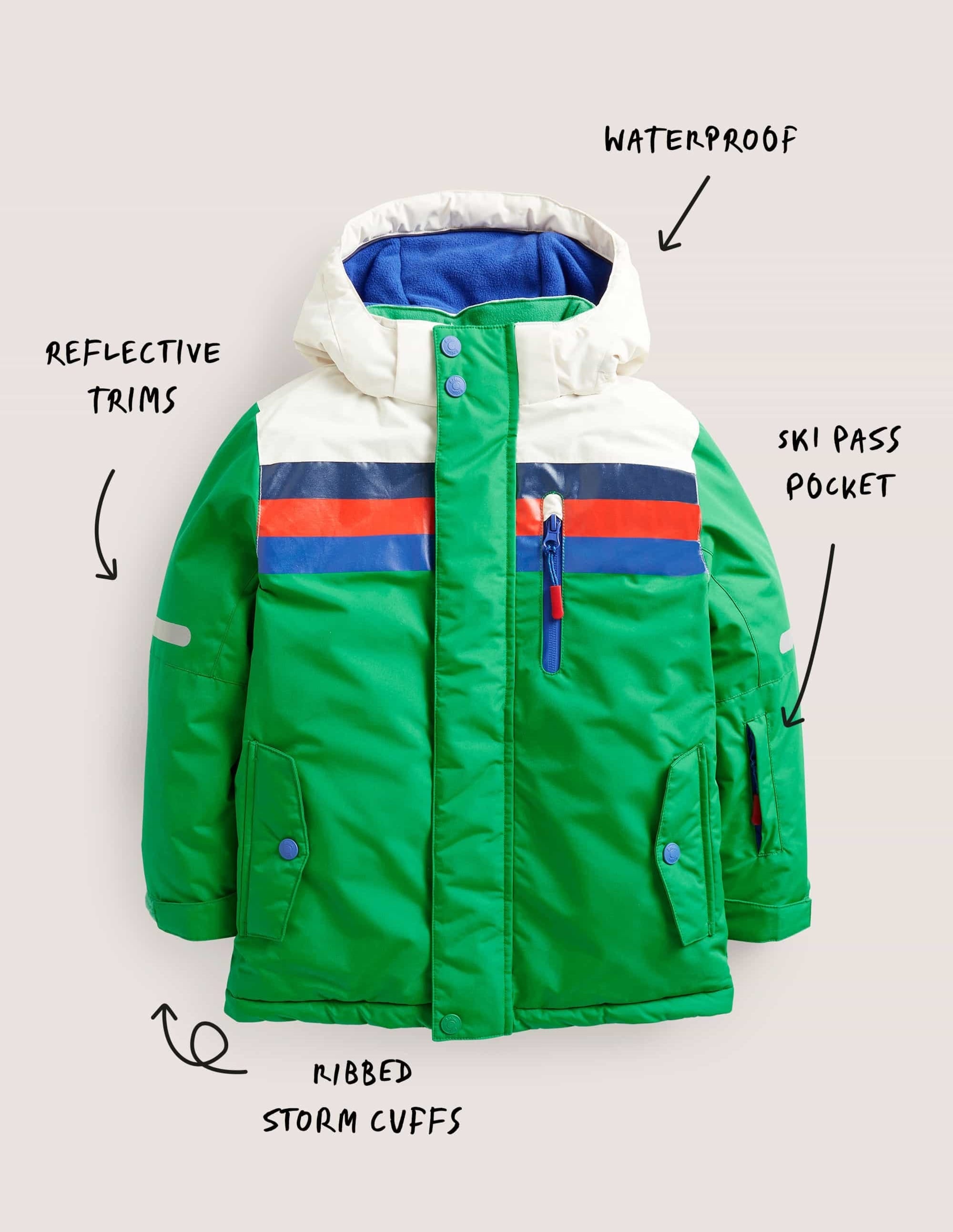Green Fleece-Lined Waterproof Jacket-Sattes Smaragdgrün - Image 5