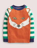 Gemusterter Pullover mit Logo-Rostorange, Fuchs