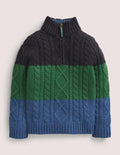 Colourblock Half Zip Cable Knit Jumper-Colourblock multi