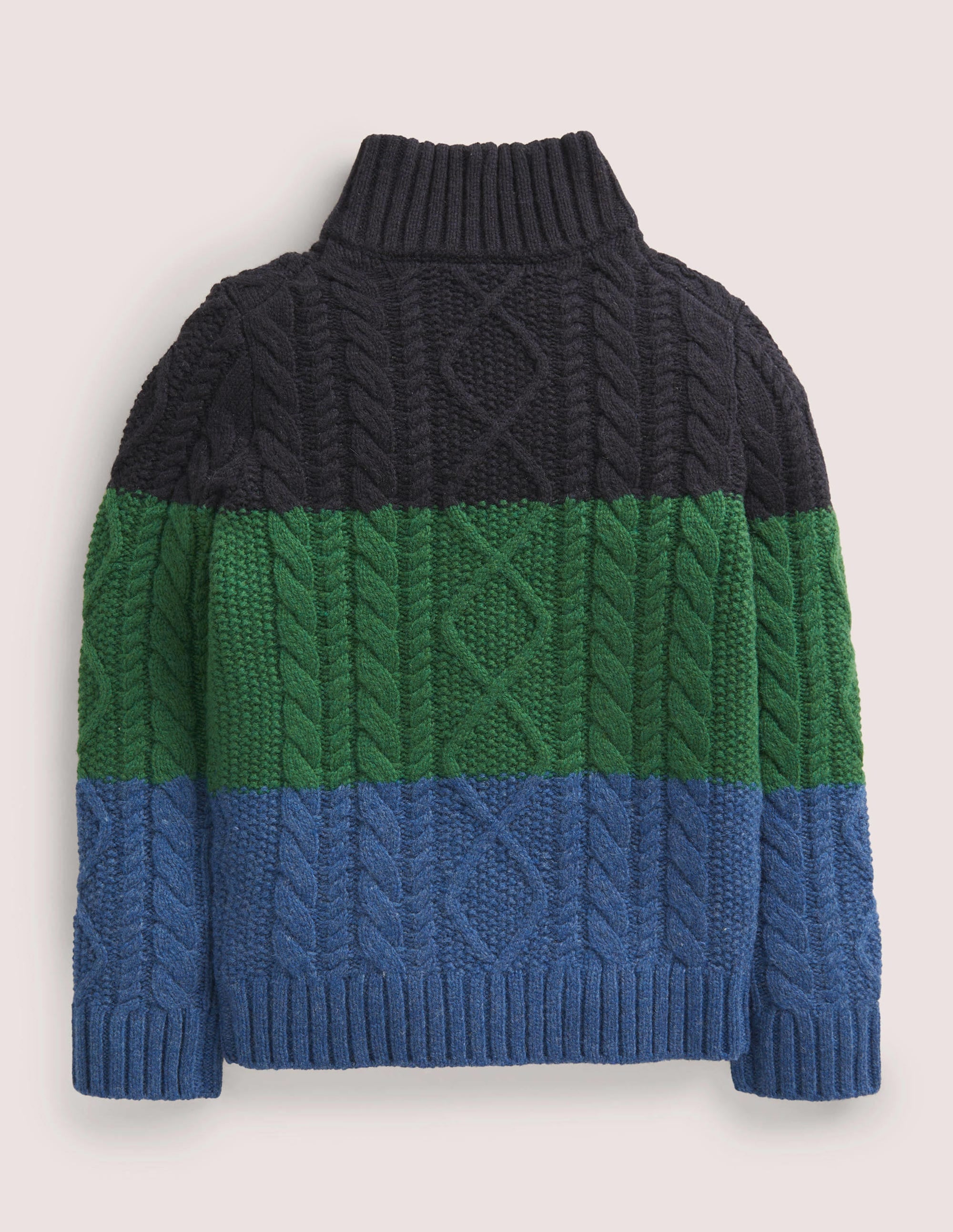 Colourblock Half Zip Cable Knit Jumper-Colourblock multi - Image 2