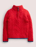 Pull torsadé partiellement zippé-Torsade rouge rockabilly