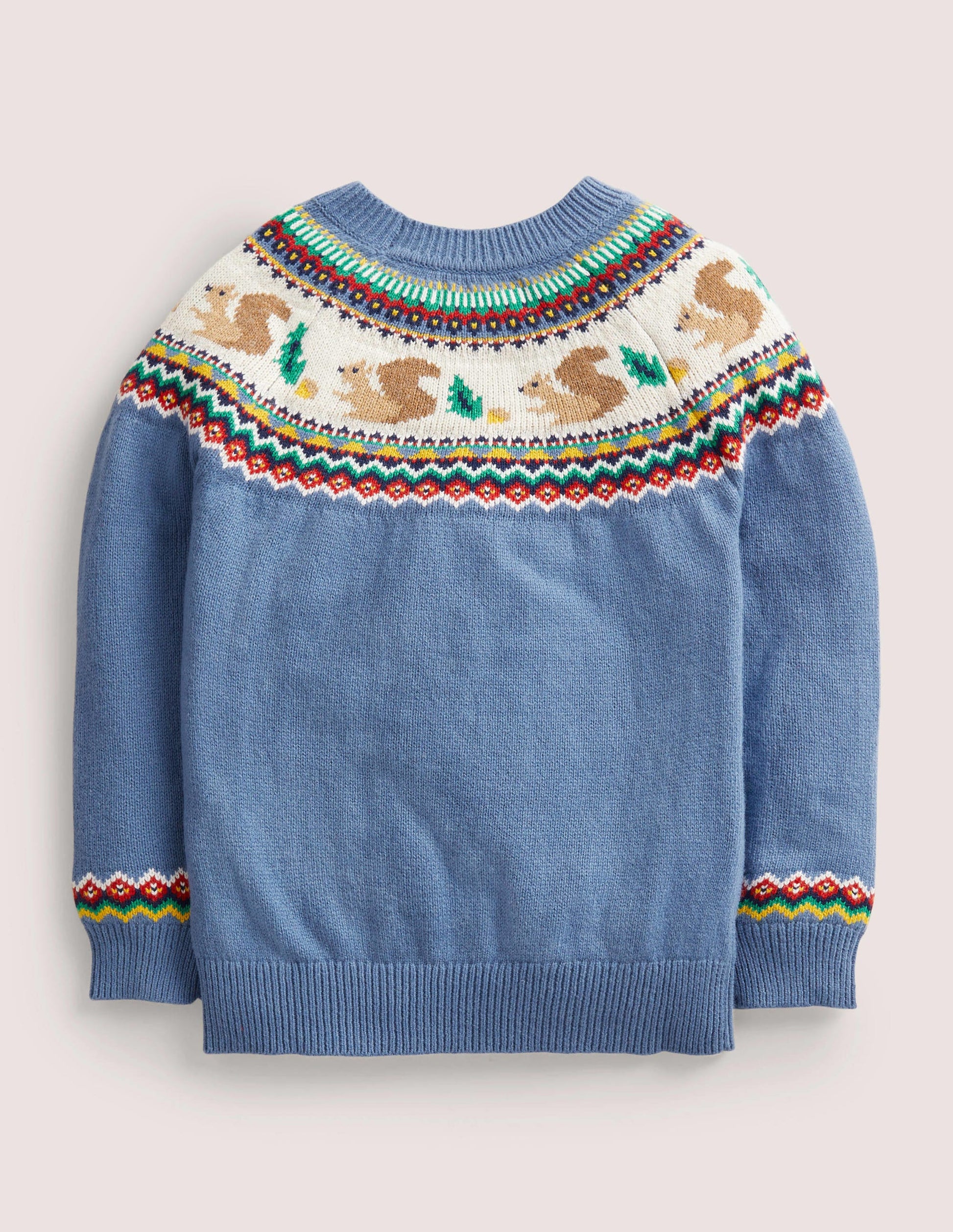 Blue Squirrel Fair Isle Jumper-Riviera Blue Woodland Fairisle-2