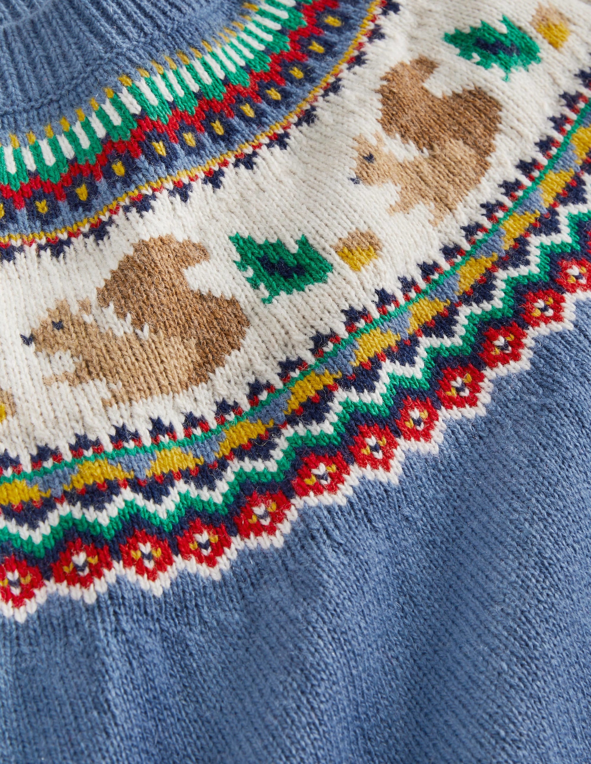 Blue Squirrel Fair Isle Jumper-Riviera Blue Woodland Fairisle - Image 3