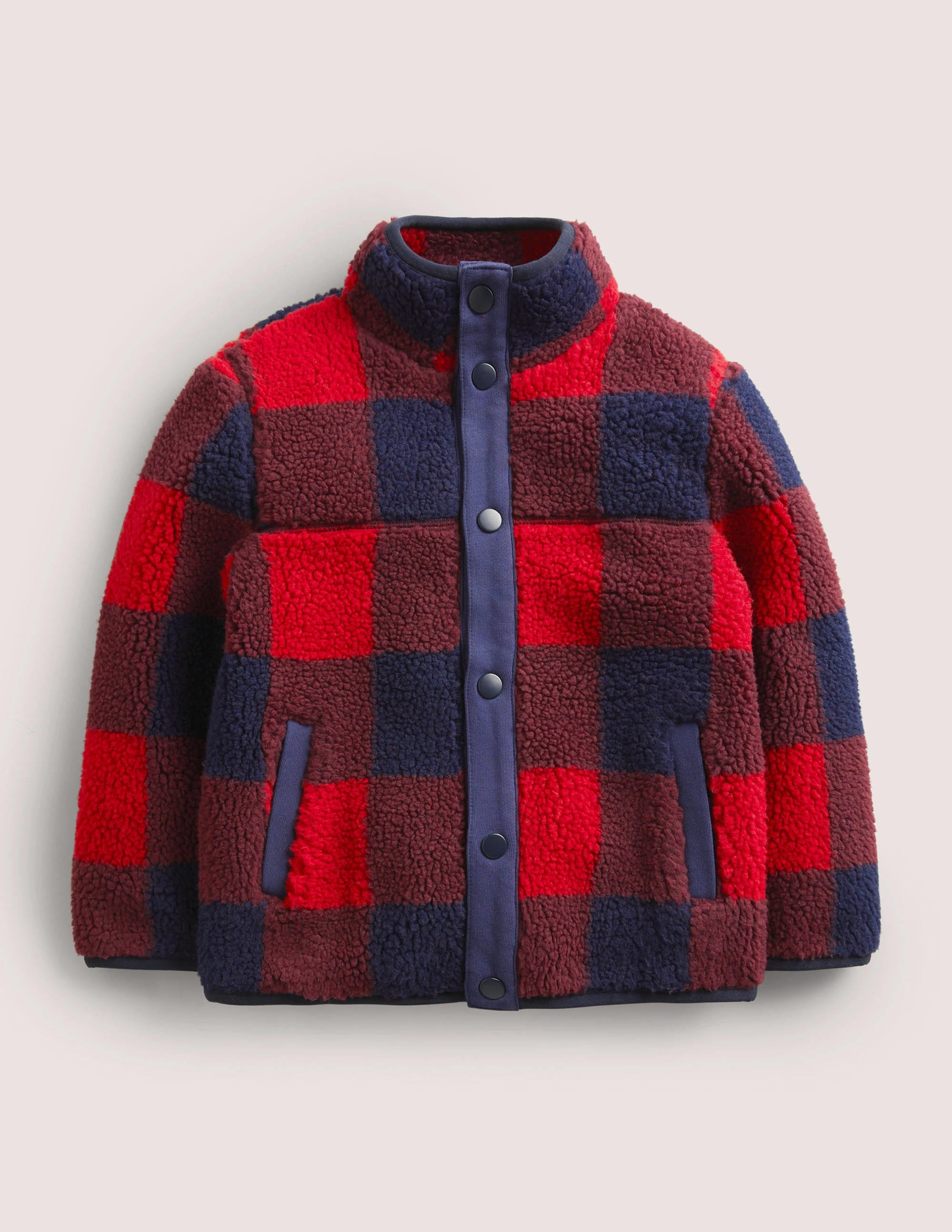 Borg Chuck-on Jacket-Rocket Red/ College Navy Check - Image 1