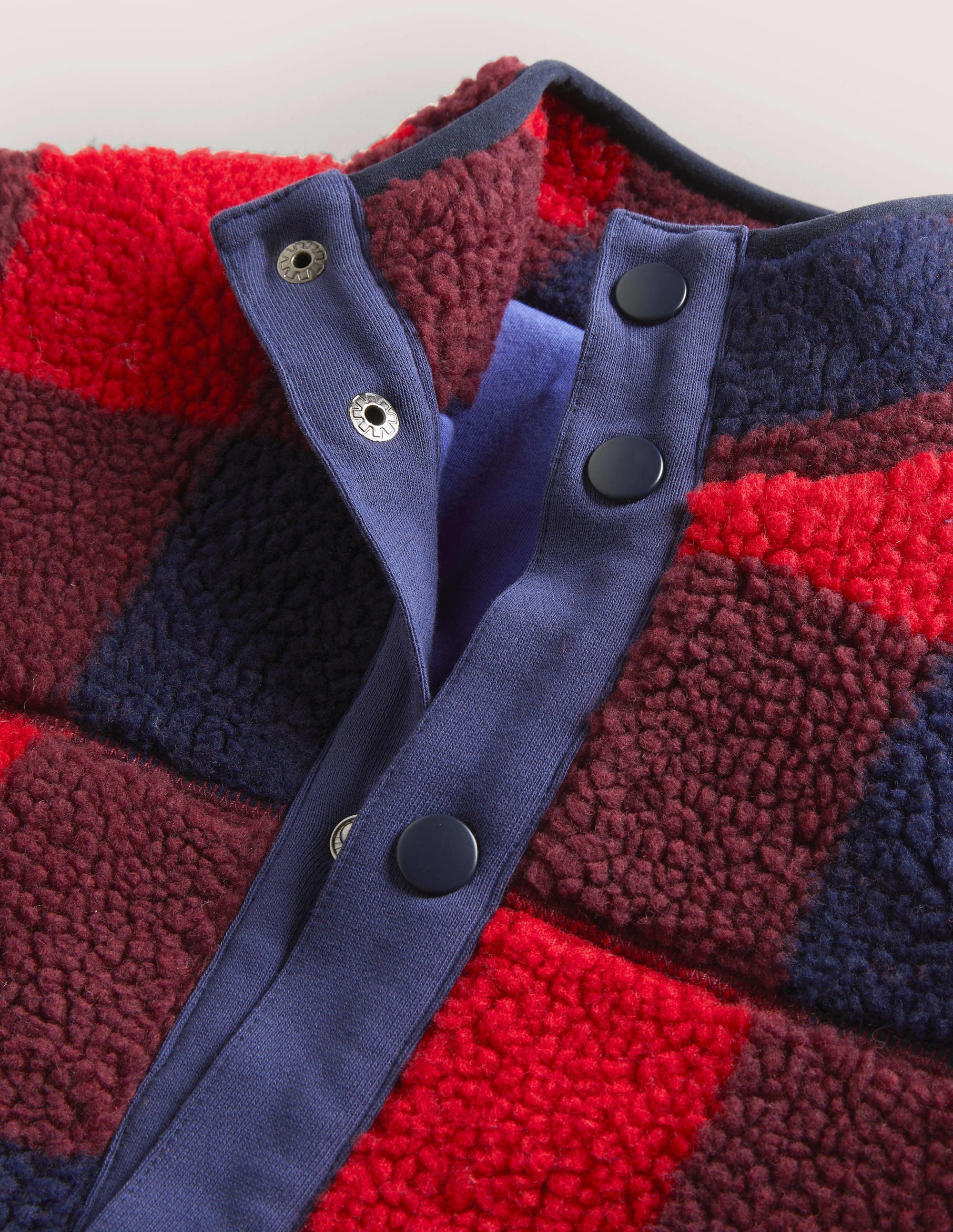Borg Chuck-on Jacket-Rocket Red/ College Navy Check - Image 3