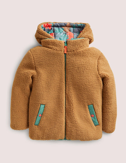 Autumn Leaf Reversible Teddy Puffer Jacket-Rosmaringrün, Herbstlaub-Camouflage-7