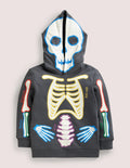 Leuchtender Skelett-Hoodie für Halloween-Rauchgrau, Leuchtendes Skelett