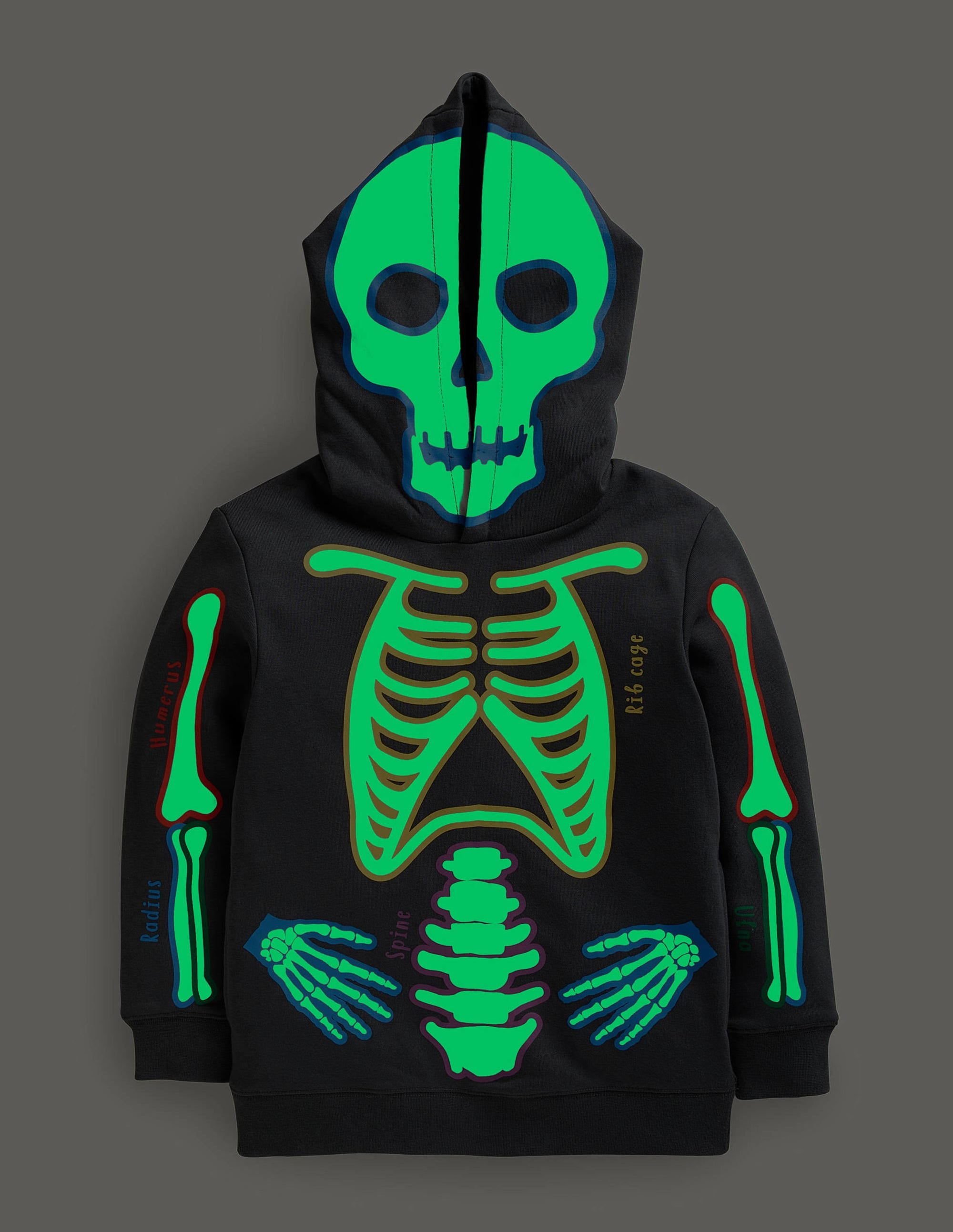 Leuchtender Skelett-Hoodie für Halloween-Rauchgrau, Leuchtendes Skelett - Image 4