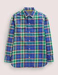 Chemise brossée à carreaux cosy-Carreaux vert foncé/bleu