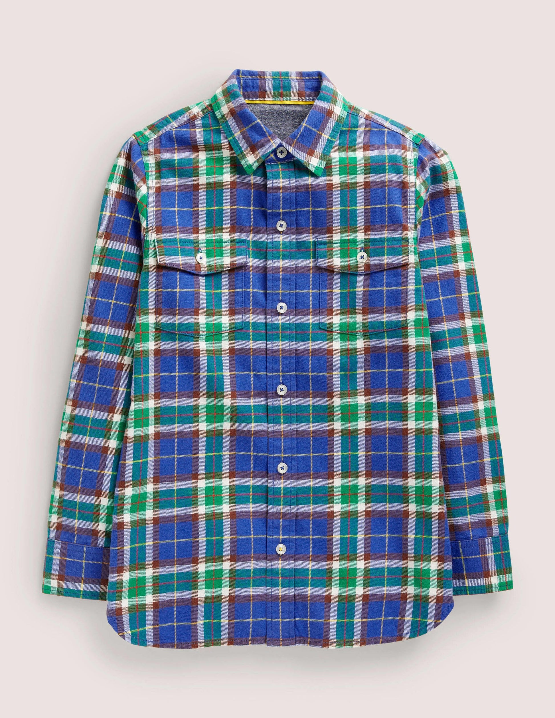 Chemise brossée à carreaux cosy-Carreaux vert foncé/bleu-1