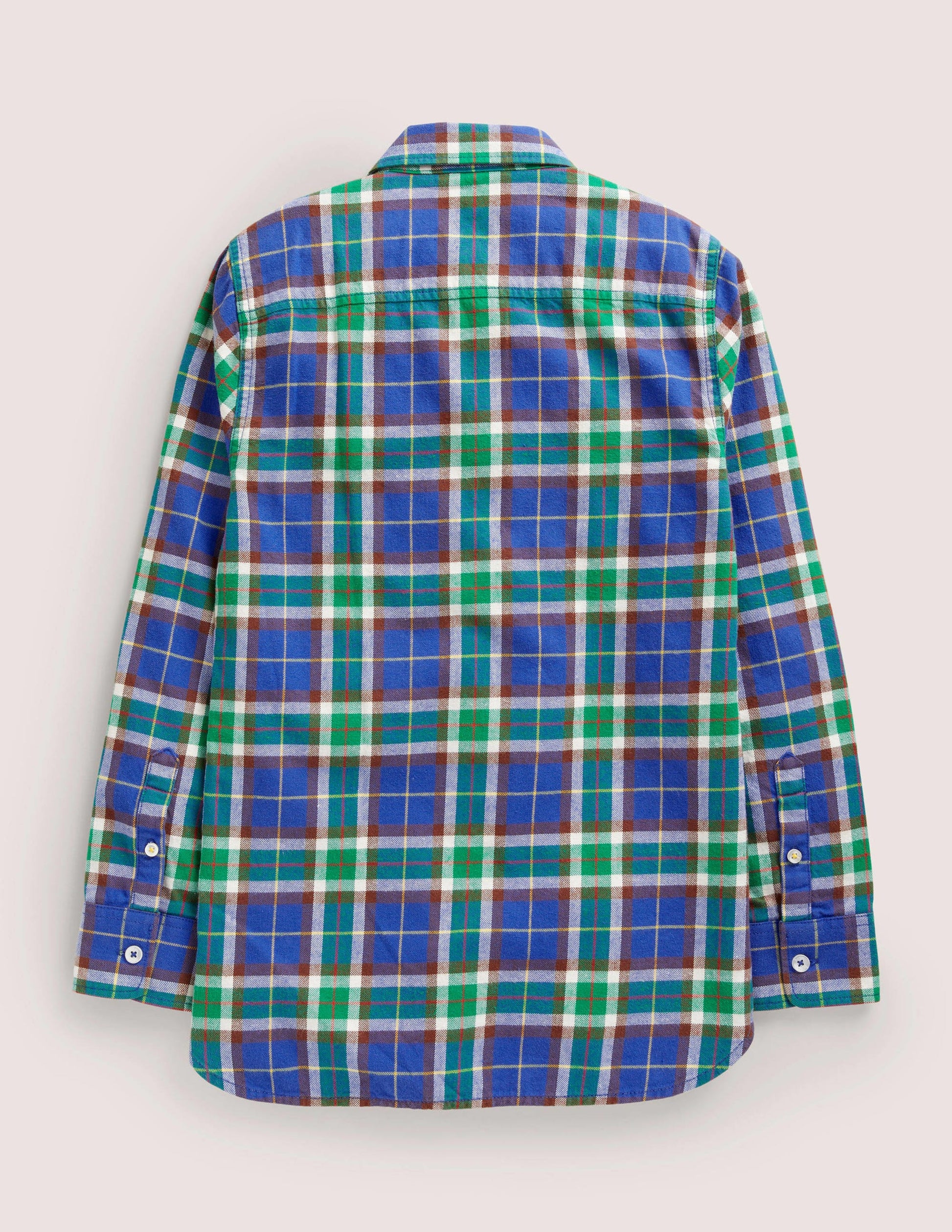 Chemise brossée à carreaux cosy-Carreaux vert foncé/bleu-2