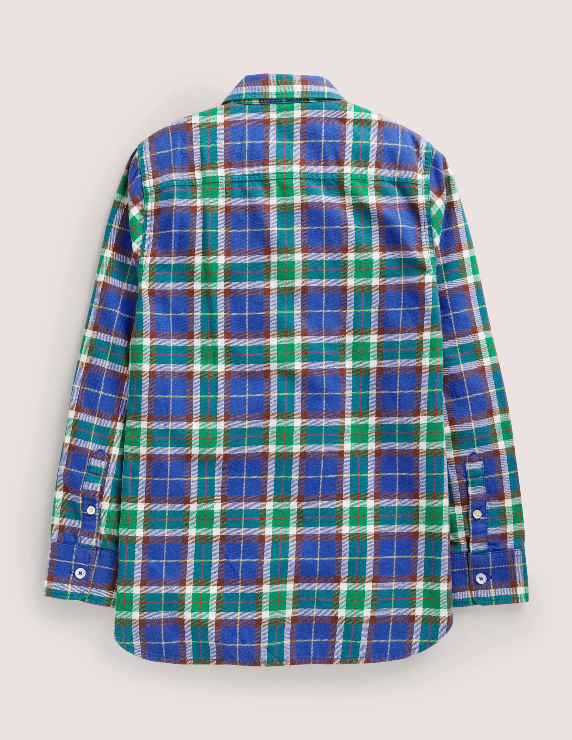 Chemise brossée à carreaux cosy-Carreaux vert foncé/bleu - Image 2