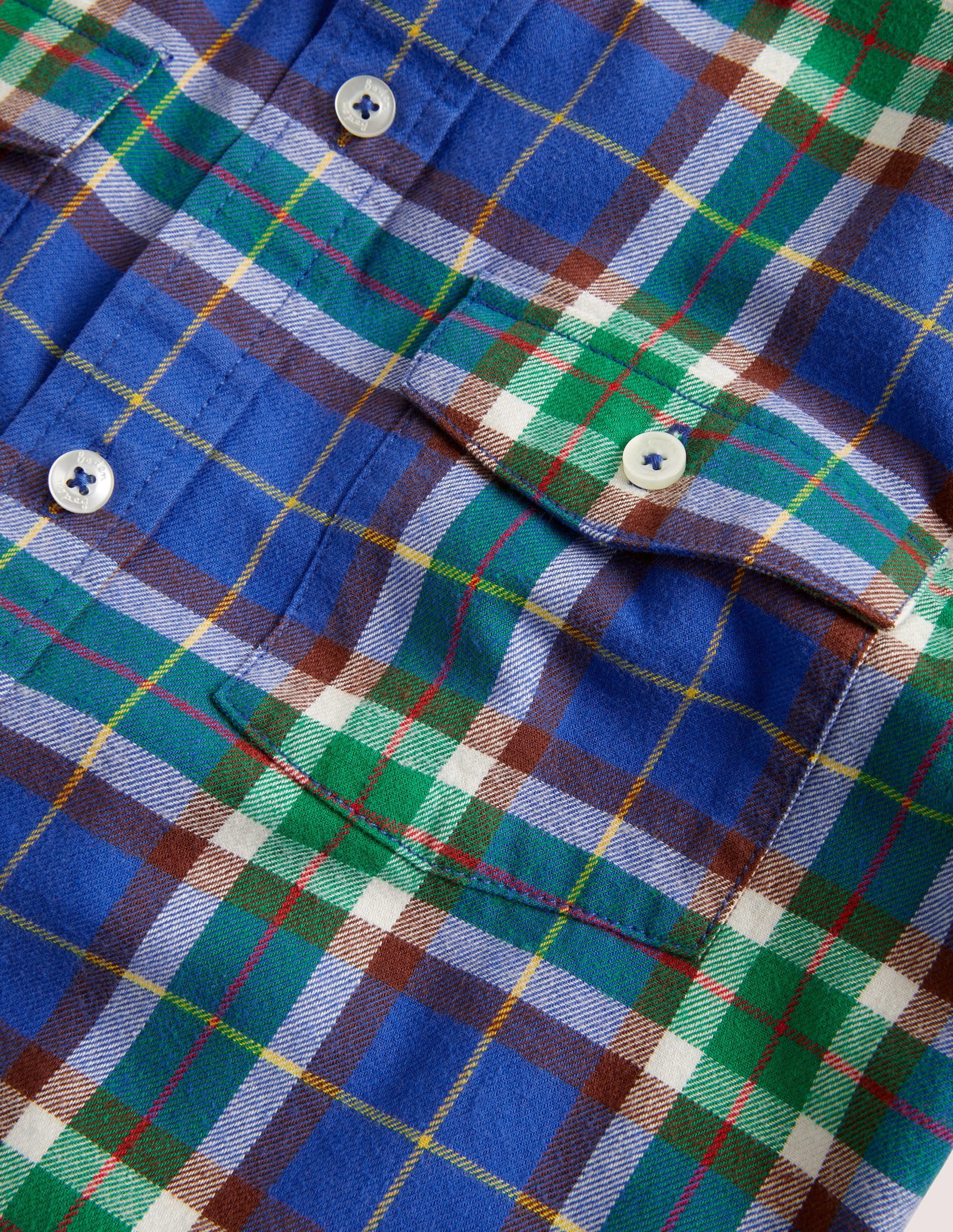 Chemise brossée à carreaux cosy-Carreaux vert foncé/bleu - Image 3