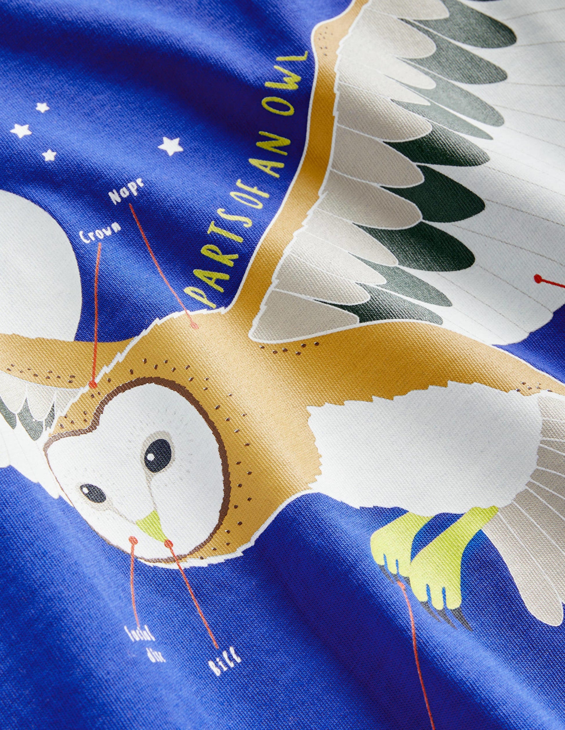 Blue Owl Print Long-Sleeved T-shirt-Chouette bleu brillant-3