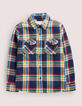 Sherpa-Lined Shacket-Starboard Blue Rainbow Check